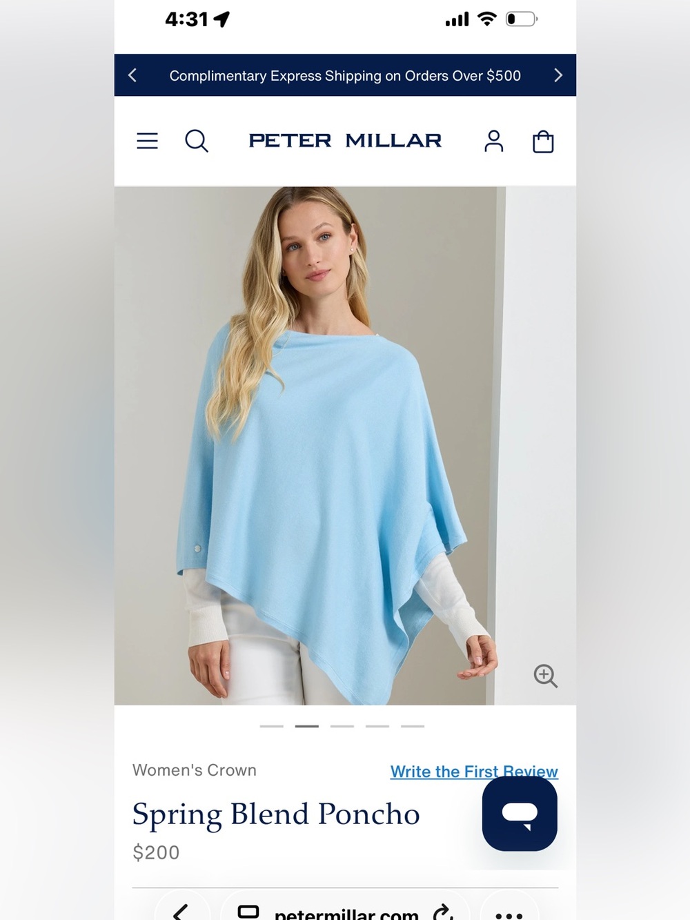 Peter Millar Light Blue Knit Poncho